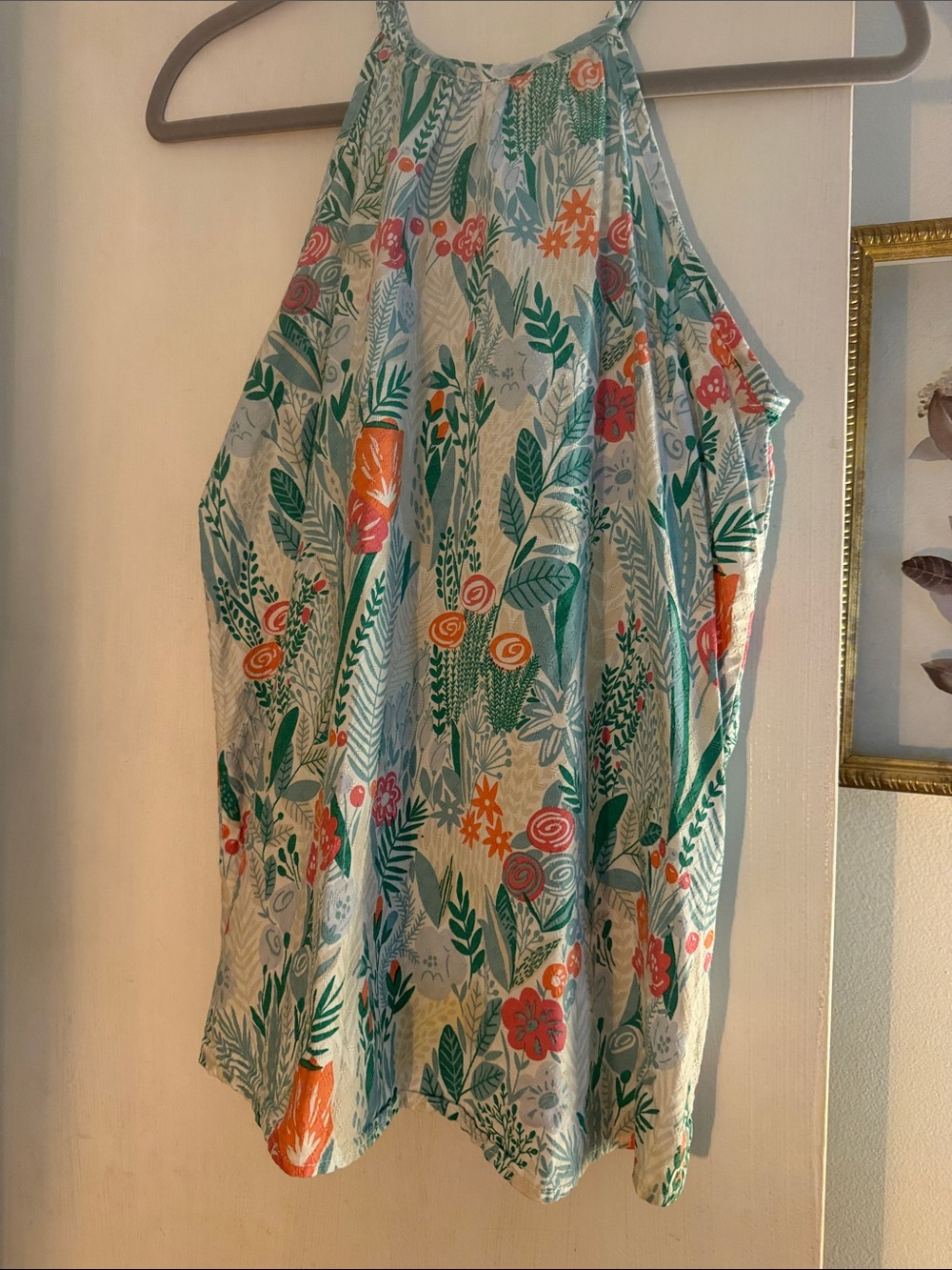 Floral Halter Neck Women's Top - Green & Multi